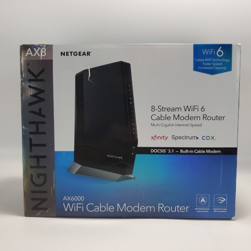 NETGEAR Nighthawk CAX80 AX6000 8-Stream Wi-Fi 6 Cable Modem Router - Tested - Picture 1 of 16